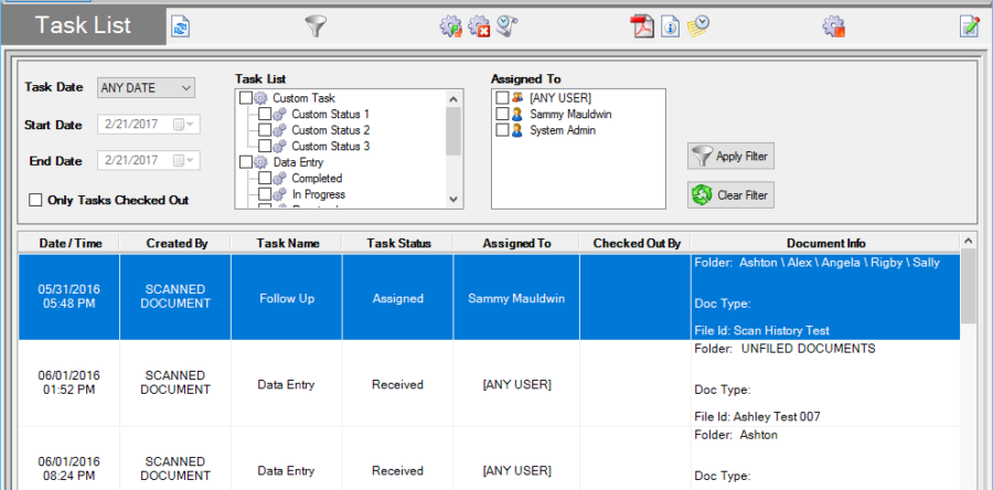 Listed Tasks